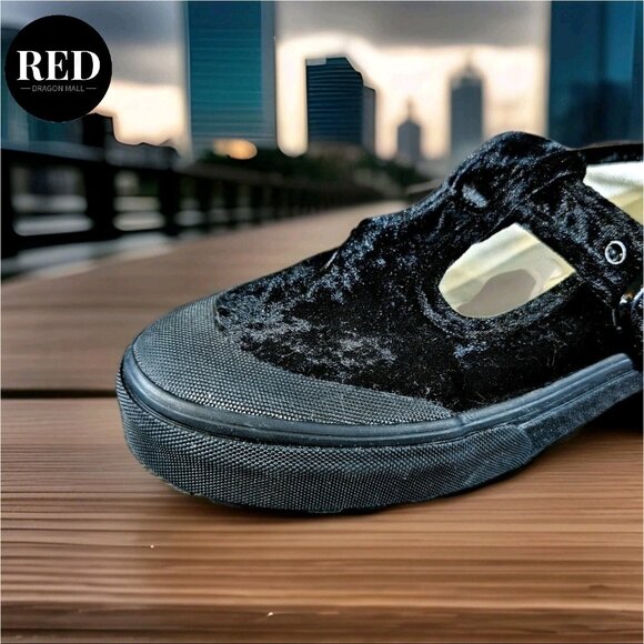VANS Style 93 Mary Janes Black Crushed Velvet Shoes VN0A3XTJBMA - Women's Sz 9.5 - Picture 10 of 13